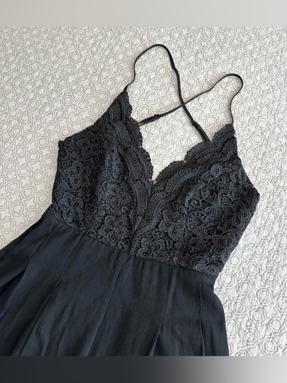 Lulu’s Star Spangled Black Backless Lace Romper Mini Dress Size S - Picture 11 of 16